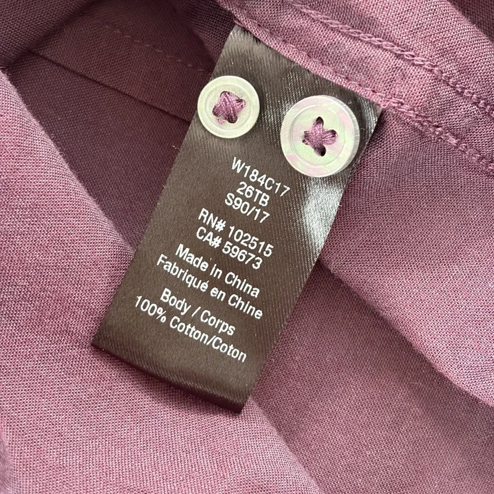 John Varvatos USA Shirt in Plum Men Medium Thin Cotton Pearl Buttons Designer